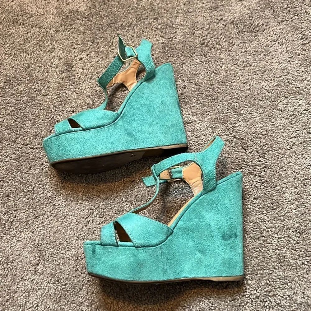 Charlotte Russe Teal Wedges